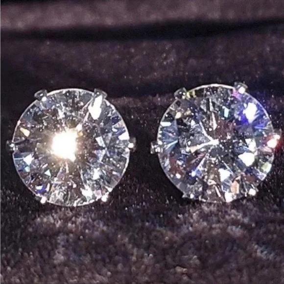 Jewelry - 925 STERLING SILVER 2.5 CT STUD DIAMOND EARRINGS, WOW EARRINGS, CUTE EARRINGS.